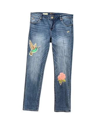 Kut From The Kloth Jeans Womens 8 Denim Catherine Boyfriend Embroidered Patches - Image 1 of 4
