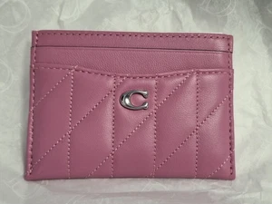Coach Kissen Gestepptes Kartenetui \ Fuchsia Leder Neu - Bild 1 von 5