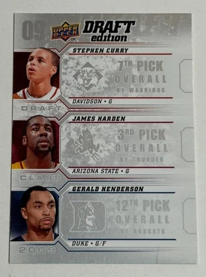 2009-10 Upper Deck Draft Edition Stephen Curry, James Harden, Henderson (damage) - Image 1 of 3