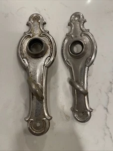 Pair Antique Vintage Victorian Art Deco Backplates Door Plates Reclaimed - Picture 1 of 3