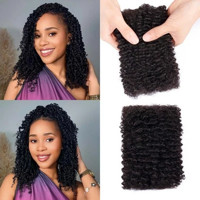 Extensiones de rastas de cabello humano a granel Afro Kinkys de 10 pulgadas 60 g #1B negro natural Foto 1 de 4