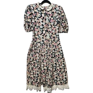 Vintage Women‘s Dress Maxi Floral Fleece 9 M Joni BLAIR - Picture 1 of 4