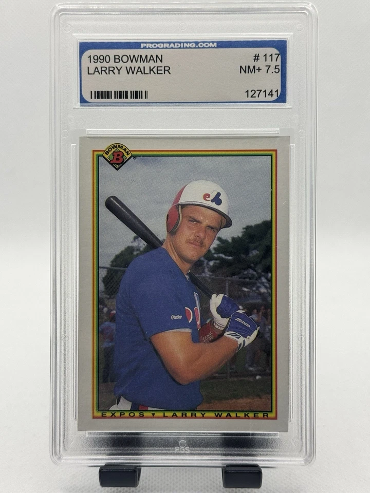 Larry Walker RC 1990 Bowman #117 Montreal Expos PGS 7.5 NM+ - Image 1 of 3