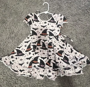 Süßes Honig Hexenhüte und Katzen Halloween Kleid 3T - Bild 1 von 2