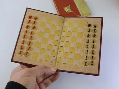 Soviet Pocket Chess Riga, Made in USSR Latvian Traveling Slotted Chess Set Book - Image 1 of 4