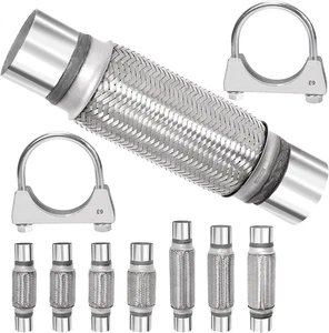 3Pcs 2.5 X 7.9 Inches Exhaust Flex Pipe with 2.5 Inches Exhaust U Clamp Kit, Uni - Picture 1 of 11