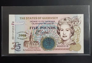2000 The States of Guernsey 5 Pounds Banknote P-60 Choice Unc. - Picture 1 of 2