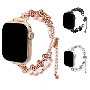 Perlen Armband Damen Band für Apple Watch 10 9 8 7 6 5 4 SE 41/42/44/45/46/49mm - Bild 1 von 27