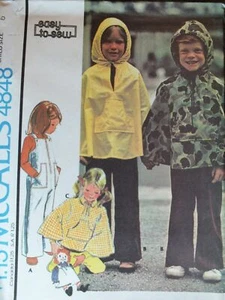 Sweet VTG 75 McCALLS 4848 Childs/Boys/Girls Poncho & Overalls PATTERN 6/25B/C UC - Picture 1 of 3