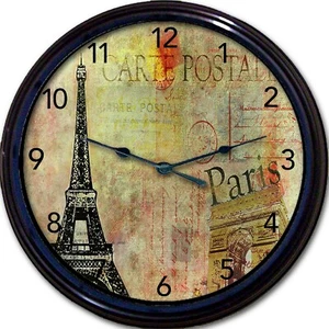 "Reloj de pared Torre Eiffel París Francia postal postal francesa nuevo 10" - Imagen 1 de 1