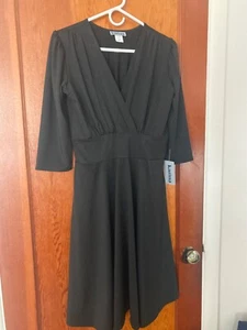 M/L Karina Easy Dress Megan Black Solid 3/4 Sleeve Knee Length New with Tags - Picture 1 of 9