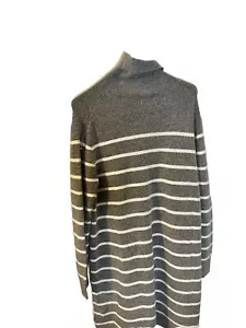J. Crew Striped Sweater Dress Womens L White/Gray Long Sleeve Acrylic, 7% Wool - Picture 1 of 4