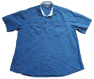 RB Sellars Territory Men's 4XL Casual Shirt Blue Work Fishing Half Button Up - Foto 1 di 7