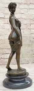 Shower Girl, Nude Female sculpture, finest USA lost wax bronze casting Gift - Picture 1 of 10