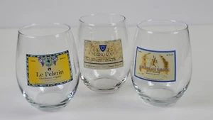 Stemless Wine Glasses ~ Le Pelerin Chardonnay Viognier ~ Set of 3 - Picture 1 of 7