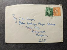 JOHN WAYNE 1946 Postal History Cover METRO GOLDWYN MAYER STUDIOS, CULVER, CALIF