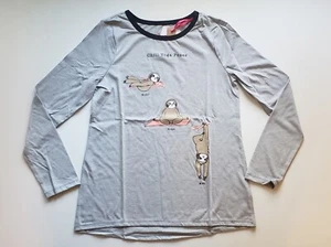 Justice girls shirt sloths gray graphic scoop neck long sleeve top size 7/8 - Picture 1 of 3