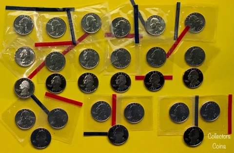 1990 - 1998 27 Washington Quarter PDS Set w18 Mint Set P&D BU + 9 S CLAD Proofs Cover