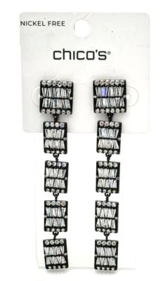 PENDIENTES PLUMERO LINEAL CIRCONITA CÚBICA CHICO'S NUEVOS Foto 1 de 4