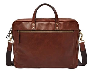 FOSSIL Haskell Double Briefbag Henkeltasche Laptoptasche Tasche Cognac Braun - Bild 1 von 4