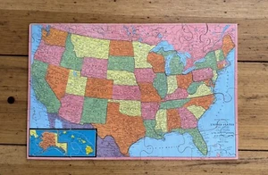 Vntg Rand McNally WoodenPlywood US Map Jigsaw Puzzle Mfg. Joseph K. Strauss #325 - Picture 1 of 12