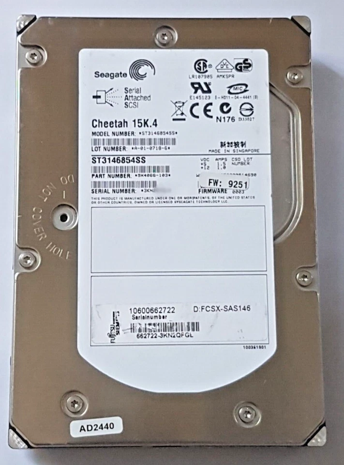 147 GB SAS Seagate Cheetah 15K.4 ST3146854SS 8MB HDD 3.5" Disco Rigido Interno - Immagine 1 di 1