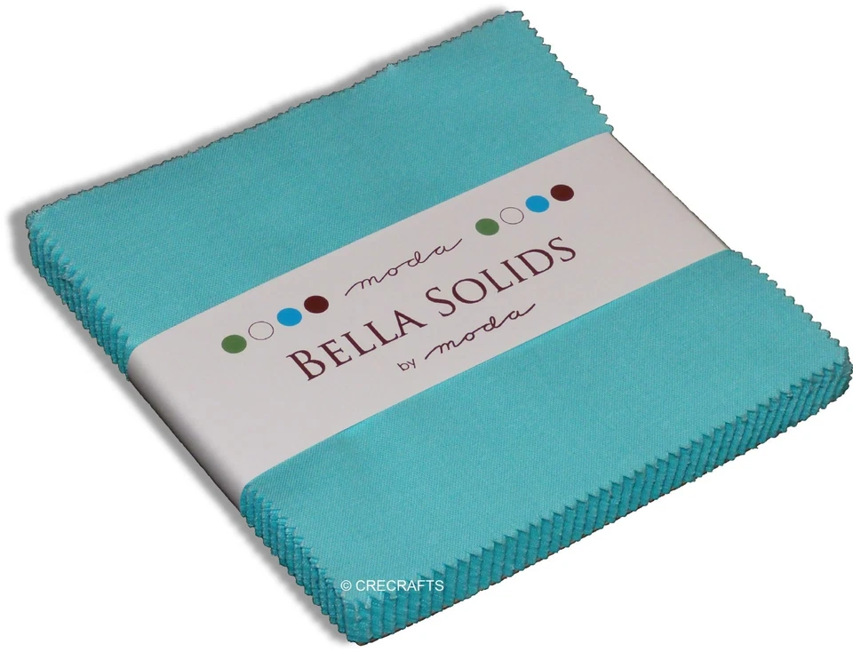 Moda Bella Solids Egg Blue Charm Pack 42 5" 100% Cotton Precut Fabric Squares - Image 1 of 1