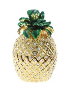 Ananas tropische Früchte Lebensmittel stehend Strass Sammlerstück aufklappbar Schmuckschatulle - Bild 1 von 4
