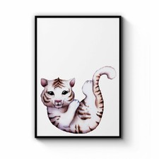 Cartoon Tiger Cute Nursery Baby Animal Art Print Poster Framed or Canvas