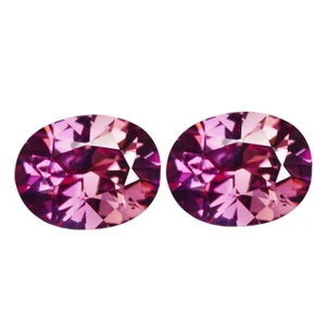 1.71Ct IF [2Pcs Pair] Oval 6.3 x 4.8 MM Vivid Pink 100% Natural Malaya Garnet - Picture 1 of 5