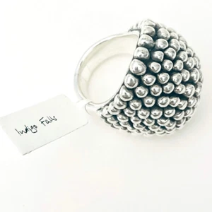 Splendido anello in caviale spesso nuovo con etichette taglia 10 E&L 925 cascate indaco argento sterling - Foto 1 di 12