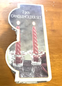 Borgonovo Italian Glass Flower Petals Shaped Clear Candle Holder Set of 2 VTG - Picture 1 of 5