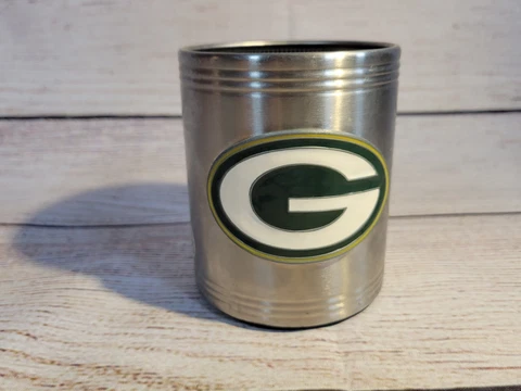 GREEN BAY PACKERS NFL Football Stainless Steel Soda Beer Can Holder Cozy Koozie Cover