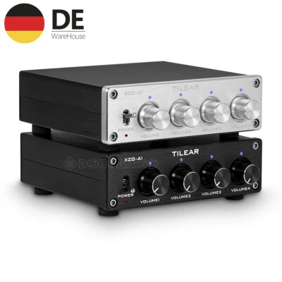 DOUK AUDIO 4-way Anschluss Doppler Stereo Audio Splitter with Volume Control Selector Box