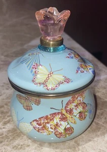 OLLA APLASTADA MARIPOSA AZUL MACKENZIE CHILDS/AZÚCAR RARA DESCONTINUADA A - Imagen 1 de 11
