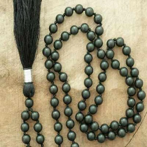 8mm Natural Shungite beads 108 knot necklace Beaded Handmade Mental - Picture 1 of 4