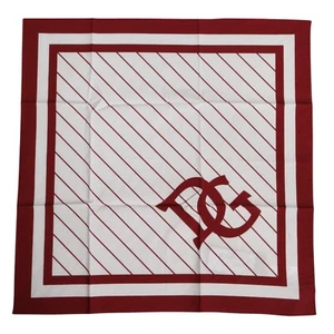 DOLCE & GABBANA Schal weiß rot DG Logo quadratisch Herren Foulard 33 cm x 33 cm 120usd - Bild 1 von 6