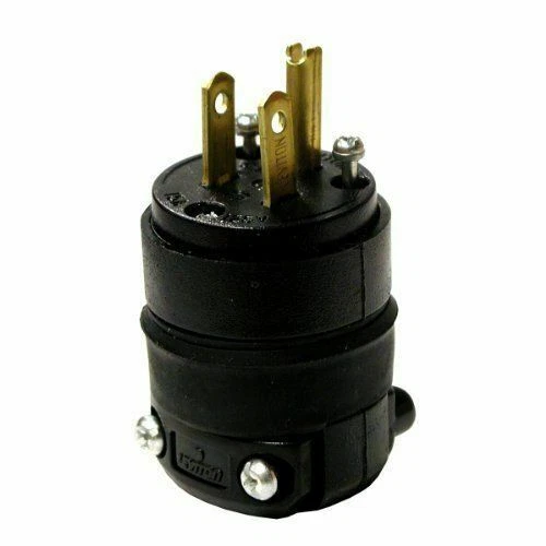 Leviton 515PR 15 Amp Rubber Plug Grounded 125 Volt Black