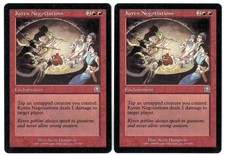 Kyren Negotiations 2x x2 1999 Mercadian Masques Red Enchantment MTG NM Real Pics