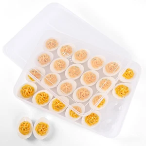 Deviled Egg Containers with Lid, 24 Portable Storage Carrier with Lid for Eggs B - Picture 1 of 12