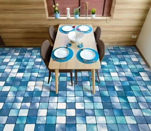 3D Blue Tiles 35RAIN22 Floor WallPaper Murals Wall Print Decal AJ Honey - Picture 1 of 5