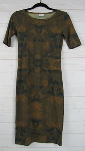 LuLaRoe Julia Women's Yellow and Blue Geometric Knee Length Dress XXS - Picture 1 of 3