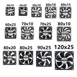 2x leise Fan PC Ventilator 80mm 70mm 60mm 50mm 40mm 30mm 25mm Kühlung Lüfter 5V - Bild 1 von 49