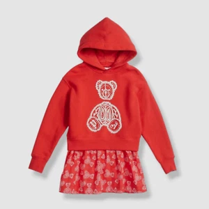 $640 Palm Angels Kid's Girl's Red Paisley Bear Hooded Combo Dress Size 8 - Picture 1 of 2