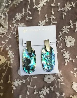 KENDRA SCOTT Gold Abalone Shell Earrings E1163GLD 2.125"L x 0.875"W on post NWT - Image 1 of 4
