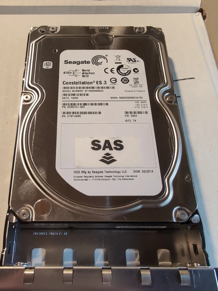 Nimble SAN Storage 1TB 7.2K 3.5" SAS Hard Drive HD W/ Tray CS200 CS220 ES1-H25 - Image 1 of 3