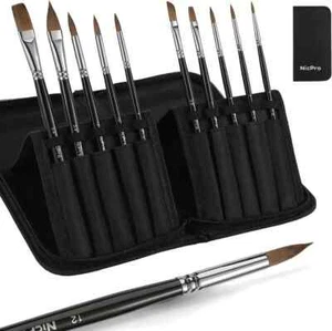 Nicpro 10PCS Sable Professional Watercolor Paint Brushes, Kolinsky Sable Paint B - Picture 1 of 2