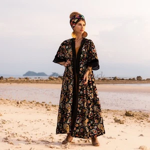 Misty Velvet Embroidered Kimono Holidays Elegant Classic 1X, 2X, 3X Plus Size - Picture 1 of 4