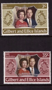 Conjunto de boda de plata real de 1972 de las islas Gilbert & Ellice MNH estampillas como nuevas - Imagen 1 de 1