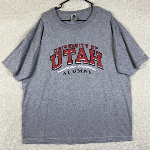 Utah Utes XL Gray T Shirt NCAA Russell Adult Size XL Short Sleeve Shirt Cover